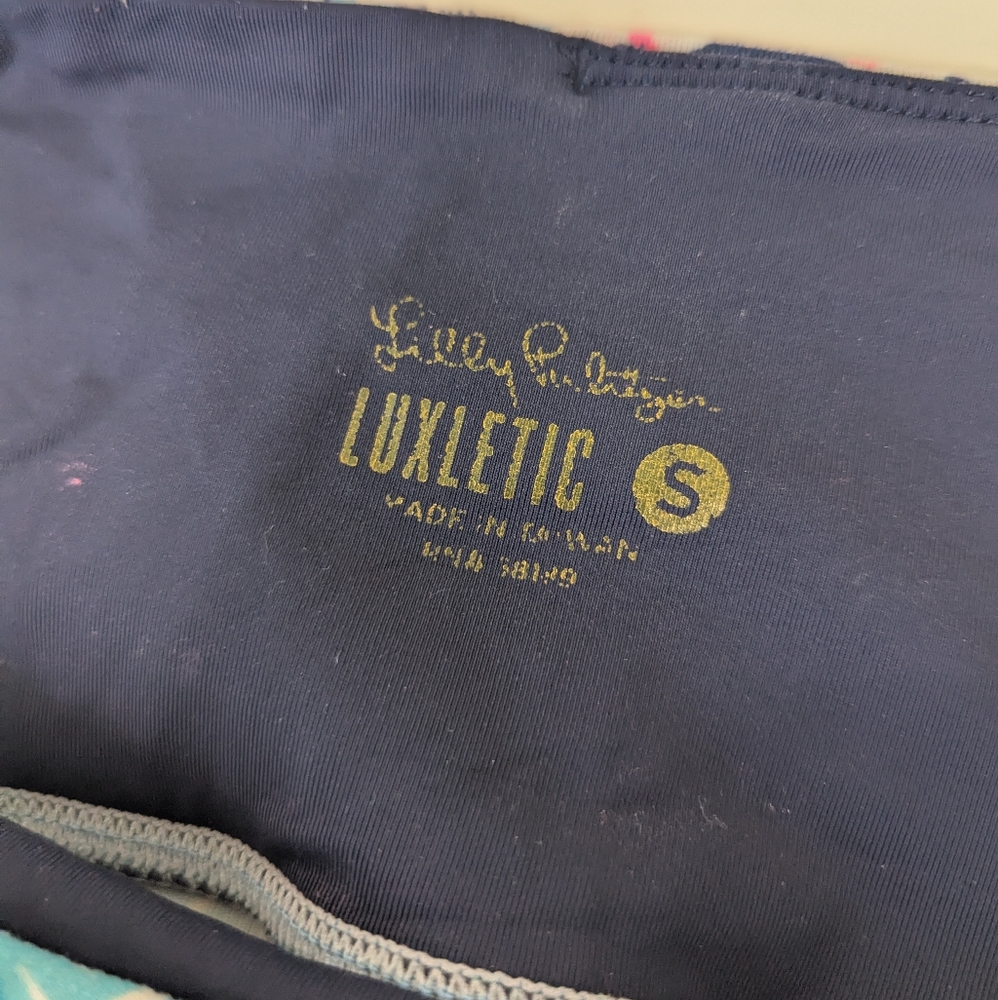 Lilly Pulitzer Blue and Pink Patterned Leggings Party In Paradise Small - Picture 7 of 7